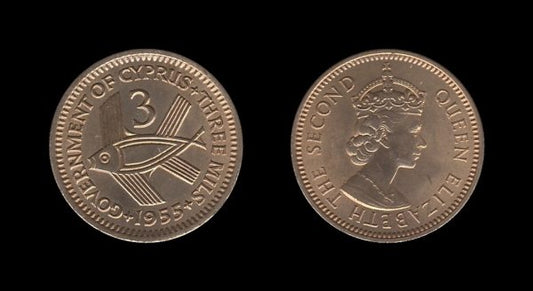 Cyprus Cipar 3 Mils 1955 – Elizabeth II