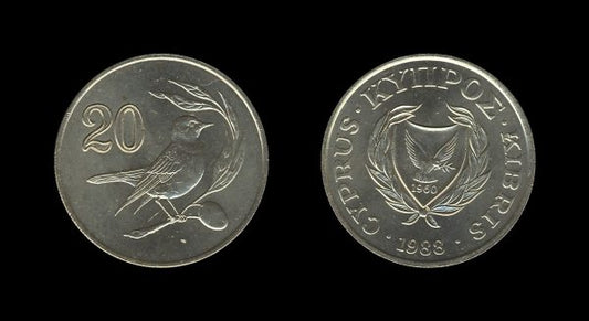 Cyprus Cipar 20 Cents 1988