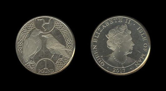 Isle of Man 1 Pound 2017 – Peregrine Falcon and Raven – Elizabeth II