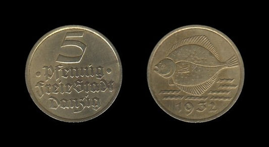 Poland Poljska Danzig 5 Pfennig 1932