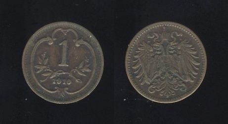 Austrougarska Austrija 1 Heller 1910