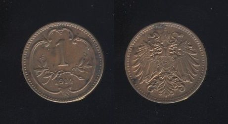 Austrougarska Austrija 1 Heller 1914