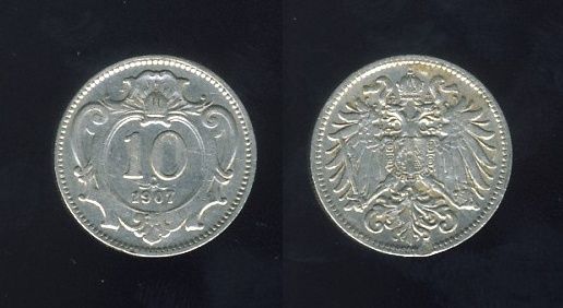 Austrougarska Austrija 10 Heller 1907