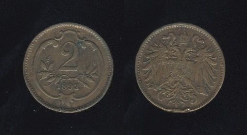 Austrougarska Austrija 2 Heller 1893