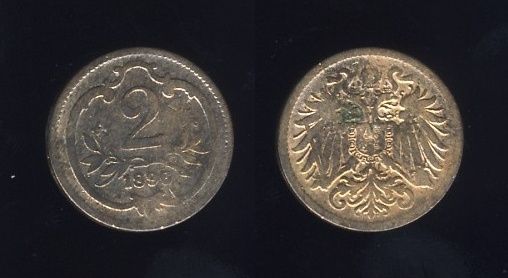 Austrougarska Austrija 2 Heller 1896