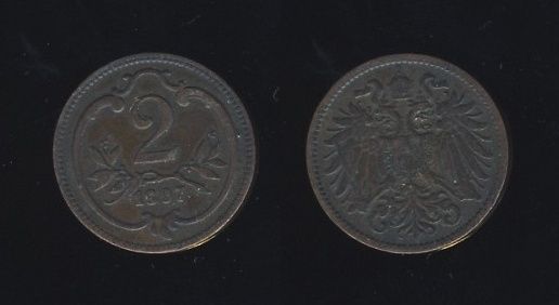 Austrougarska Austrija 2 Heller 1897