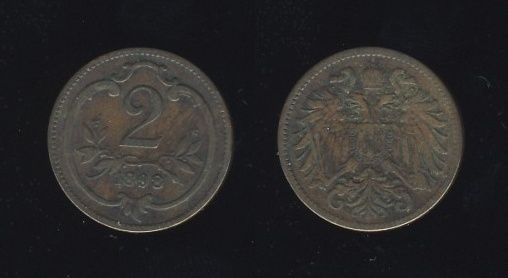 Austrougarska Austrija 2 Heller 1898