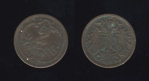 Austrougarska Austrija 2 Heller 1899