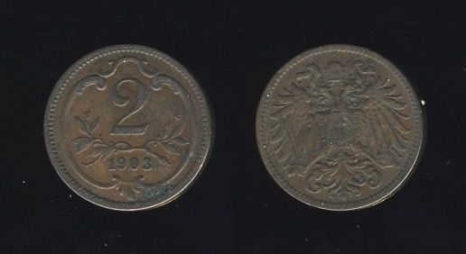 Austrougarska Austrija 2 Heller 1903