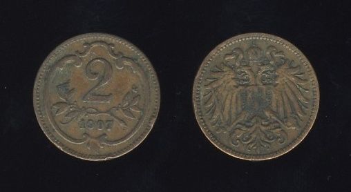 Austrougarska Austrija 2 Heller 1907