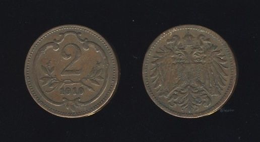 Austrougarska Austrija 2 Heller 1910