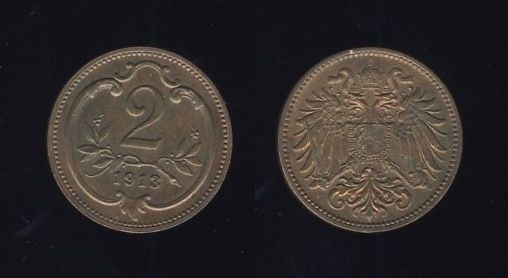 Austrougarska Austrija 2 Heller 1913