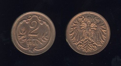 Austrougarska Austrija 2 Heller 1914