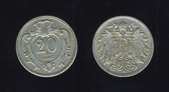 Austrougarska Austrija 20 Heller 1907