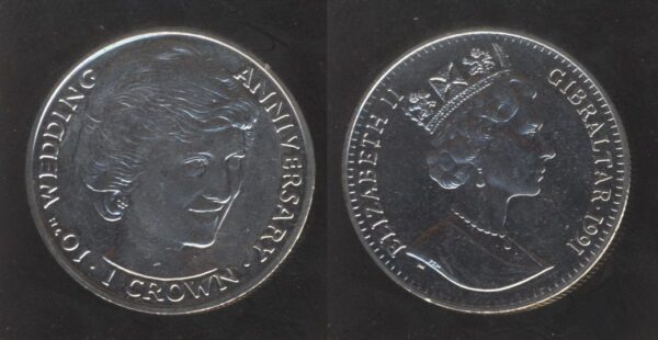 Gibraltar 1 Crown 1991 Queen Elizabeth II