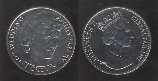 Gibraltar 1 Crown 1991 Queen Elizabeth II