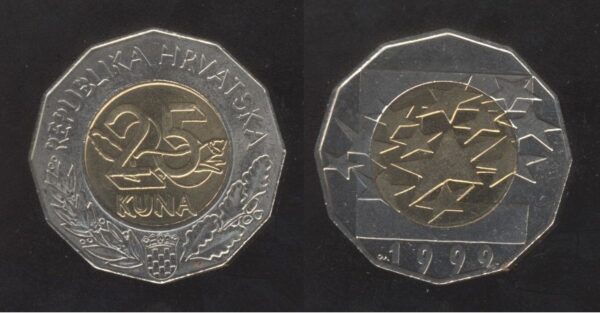 Hrvatska 25 kuna 1999. – EURO