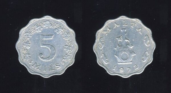 Malta 5 Mils 1972