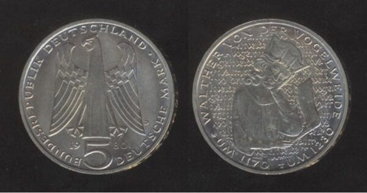 Germany Njemačka 5 Mark 1980 D – Walther von der Vogelweide