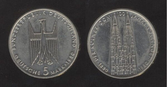 Germany Njemačka 5 Mark 1980 F – Kölner Dom