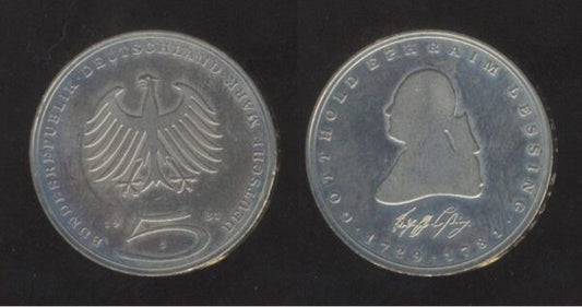 Germany Njemačka 5 Mark 1981 J – Gotthold Ephraim Lessing