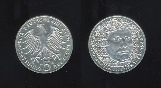 Germany Njemačka 5 Mark 1983 G – Martin Luther